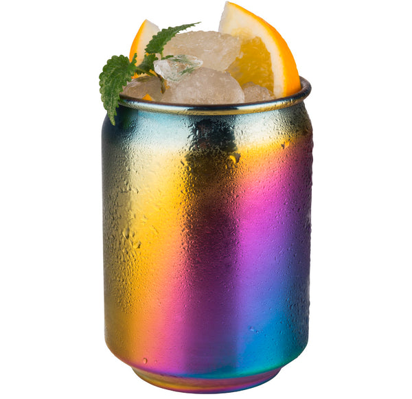 Stainless Steel 'Glossy Rainbow look' Barrel Can 10.5 x 7.5cm / 4 x 3 (0.35 Ltr)