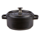 Mini-Cocotte aus schwarzem Gussaluminium, rund, 10 x 5 cm / 4 x 2 Zoll (23 cl / 8 oz)
