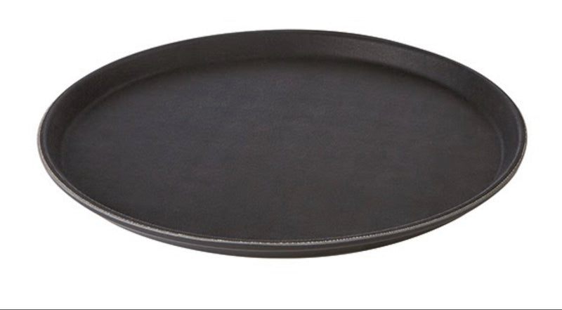 Schwarze, runde, rutschfeste Tabletts, 40,5 cm