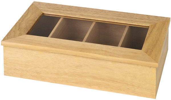 Wooden Tea Box with 4 Dividers 33.5 x 20 x 9cm