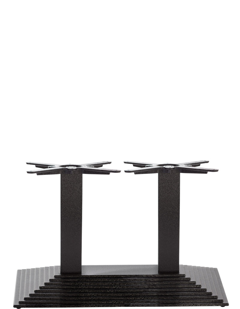 Schwarzer rechteckiger Stufentisch aus Gusseisen – Twin – Kaffeehöhe – 450 mm