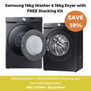 Samsung WF18T8000GV / DV16T8520BV Kombi aus gestapelter Waschmaschine 18 kg und Trockner 16 kg mit kostenlosem Stapelset