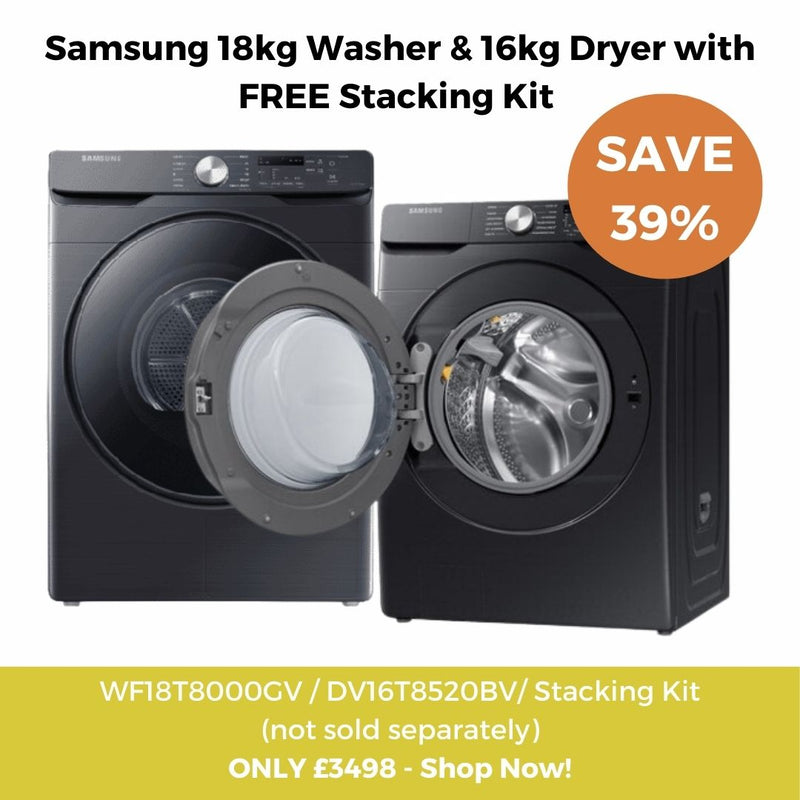 Samsung WF18T8000GV / DV16T8520BV Stacked Washer 18kg & Dryer 16kg Combo with Free Stacking Kit