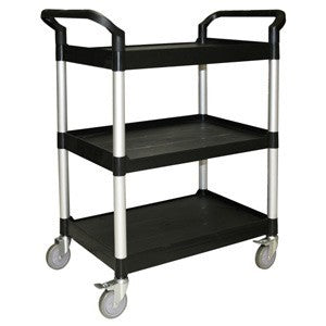 Compact Utility Black Trolley 3-Tier Black Bussing Trolly