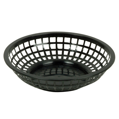 Plastic Black Round Fast Food Basket 203mm - Pack of 12