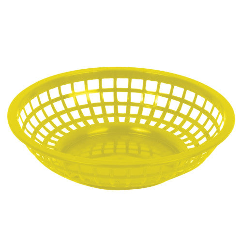 Plastic Yellow Round Fast Food Basket 203mm - Pack of 12