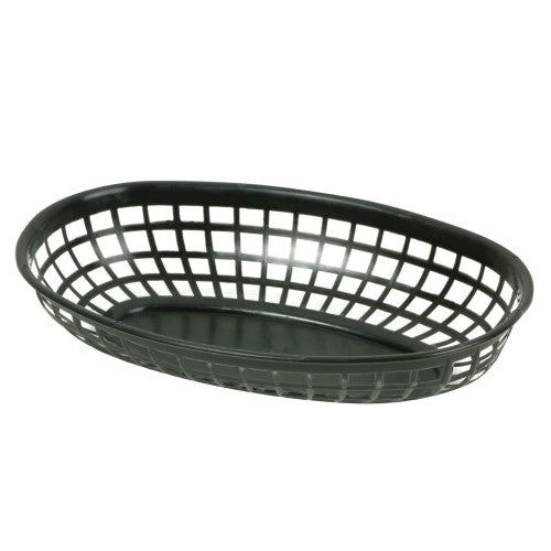 Plastic Black Oval Fast Food Basket 237mm - Pack of 12