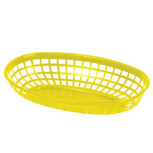 Plastic Yellow Oval Fast Food Basket 237mm - Pack of 12