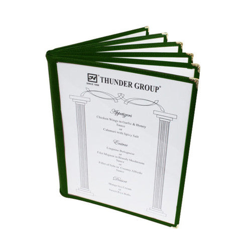 6 Page Book Fold Green Menu Cover 216mm x 279mm