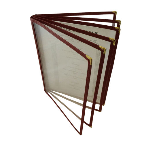 6 Page Book Fold Maroon Menu Cover 216mm x 279mm