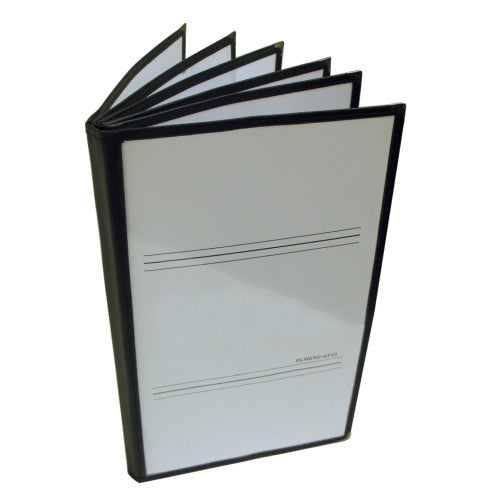 6 Page Book Fold Black Menu Cover 191mm x 337mm
