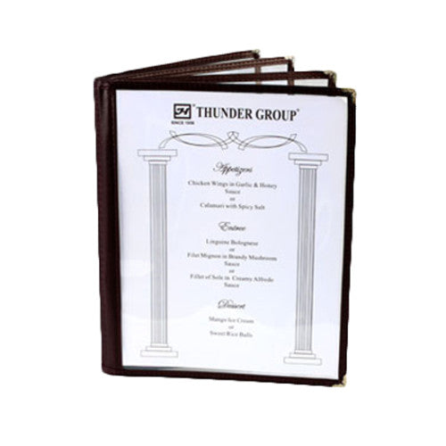 4 Page Book Fold Brown Menu Cover 216mm x 279mm