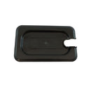1/9 GN-Pfanne aus schwarzem Polycarbonat mit gekerbtem Deckel
