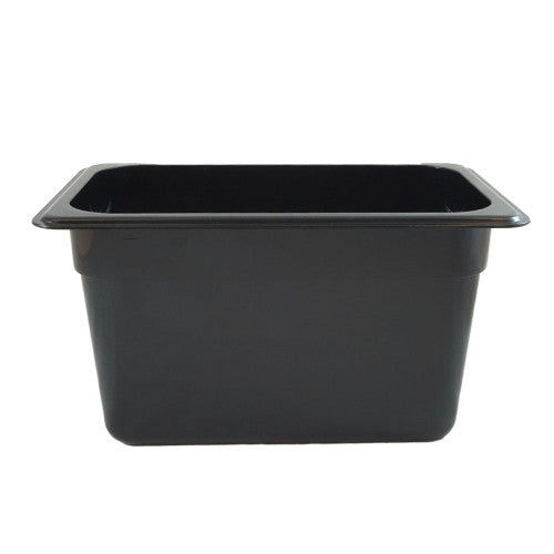 Tiefer, schwarzer GN 1/2-Lebensmittelbehälter aus Polycarbonat, 200 mm