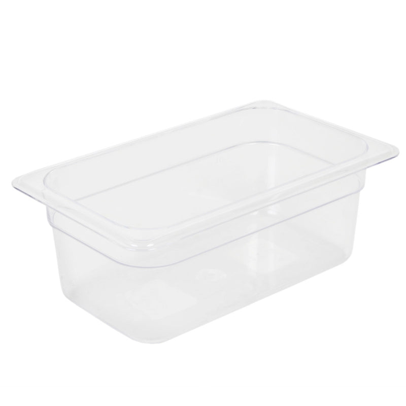 1/4 Clear Polycarbonate Gastronorm Food Pan Container with Lid 100mm (Pack of 4)
