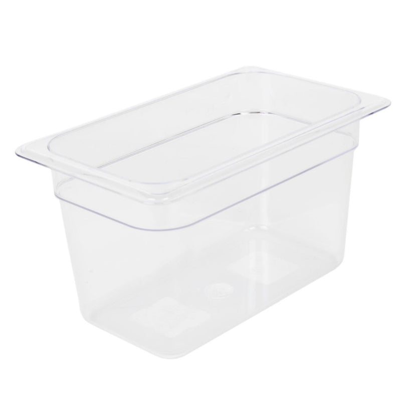 1/4 transparenter Gastronorm-Lebensmittelbehälter aus Polycarbonat mit Deckel, 150 mm, 4 Stück