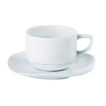 Porcelite Square Stacking Tea Cup and Saucer