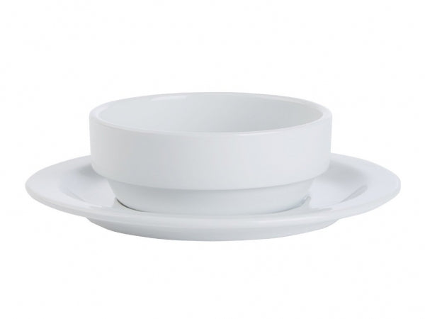 Porcelite Prestige Soup Bowl and Stand/Saucer 16cm - Kitchway.com