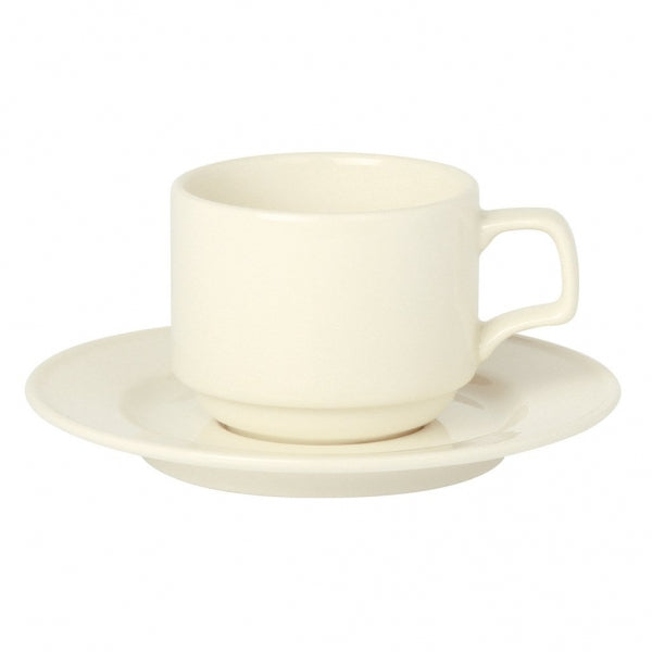 Academy White Coffee And Tea Cup/Saucer-200ml - Kitchway.com