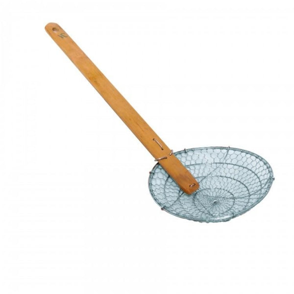 Stainless Steel Bamboo-Handled Coarse Skimmer - Kitchway.com