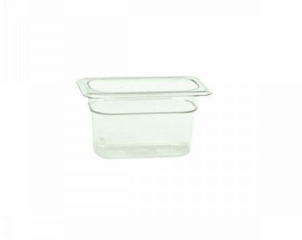 1/9 transparenter Gastronorm-Lebensmittelbehälter aus Polycarbonat mit Deckel, 100 mm, 4 Stück