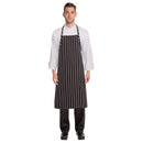 Chef Works Premium Woven Bib Apron Black and White Stripe