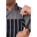 Chef Works Premium Woven Bib Apron Navy and White Stripe