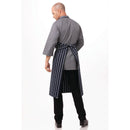 Chef Works Premium Woven Bib Apron Navy and White Stripe