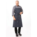 Chef Works Premium Woven Bib Apron Navy and White Stripe
