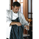 Chef Works Premium Woven Bib Apron Navy and White Stripe