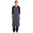 Chef Works Premium Woven Bib Apron Navy and White Stripe