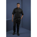 Southside Band Collar Chefs Jacket Noir Taille S