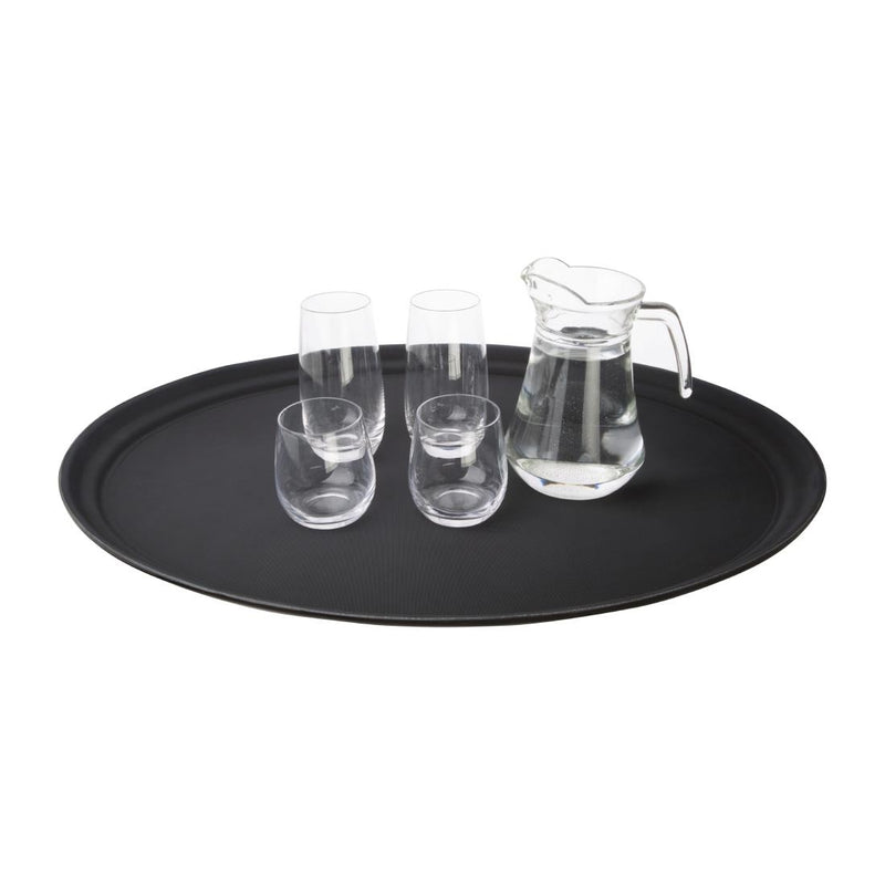 Olympia Kristallon Polypropylene Oval Non-Slip Tray Black 685mm