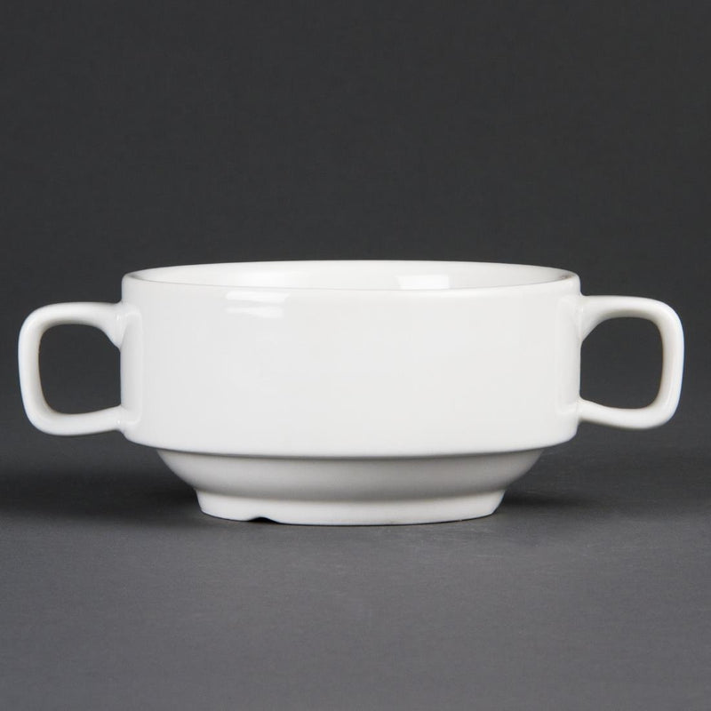 Olympia Whiteware Suppenschüsseln mit Griffen, 400 ml, 6 Stück