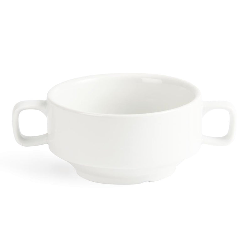 Olympia Whiteware Suppenschüsseln mit Griffen, 400 ml, 6 Stück