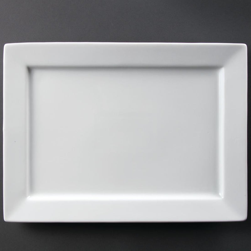 Olympia Whiteware rechteckige Platte mit breitem Rand, 400 x 295 mm