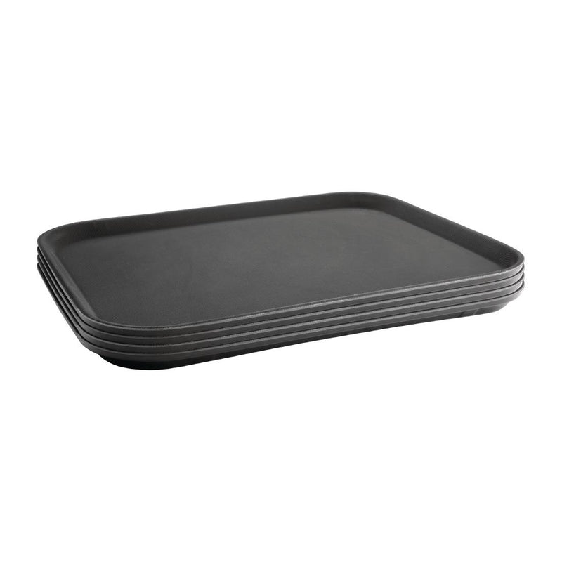 Olympia Kristallon Polypropylene Rectangular Non-Slip Tray Black 457mm