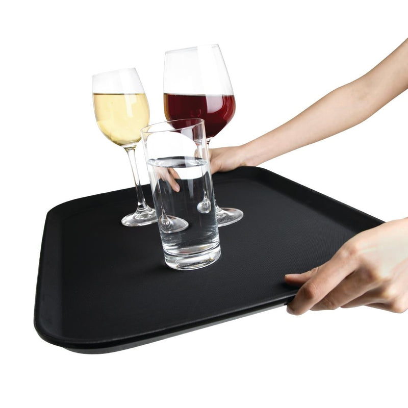 Olympia Kristallon Polypropylene Rectangular Non-Slip Tray Black 510mm