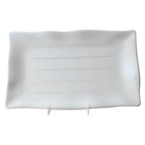 Classic White Rectangular Melamine Wave Plate- 12/case - Kitchway.com