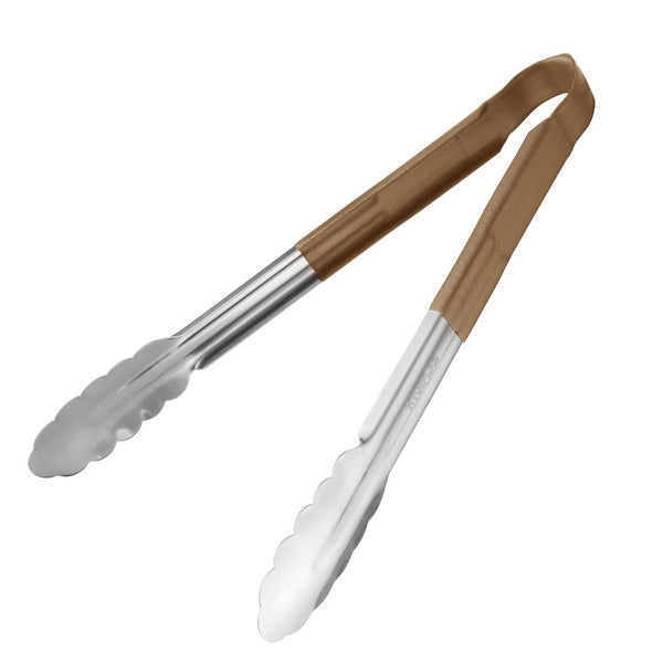 Farbcodierte braune Servierzange von Hygiplas, 300 mm