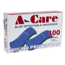 A-care detektierbare blaue Pflaster, extra breiter Streifen 75 x 25 mm – (Box mit 100 Stück)