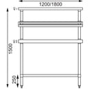 Vogue Stainless Steel Prep Station with Gantry Large 1800x600mm