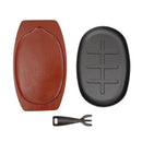 Olympia Cast Iron Oval Sizzler with Wooden Stand 280mm