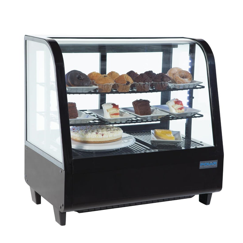 Polar C-Series Thekenkühlschrank mit Lebensmittelpräsentation, 100 l, Schwarz