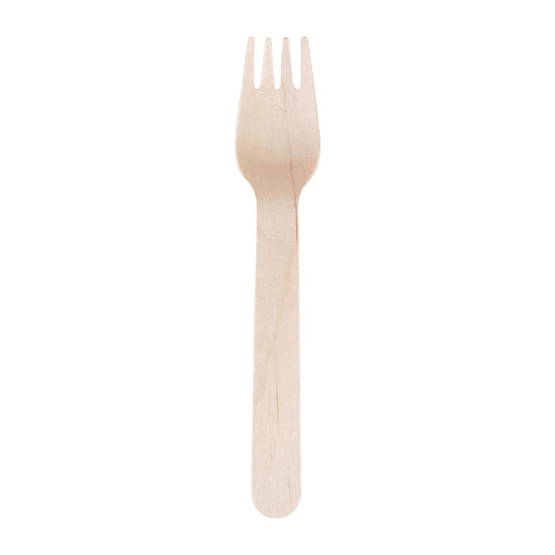 Fiesta Compostable Disposable Wooden Forks (Pack of 100)