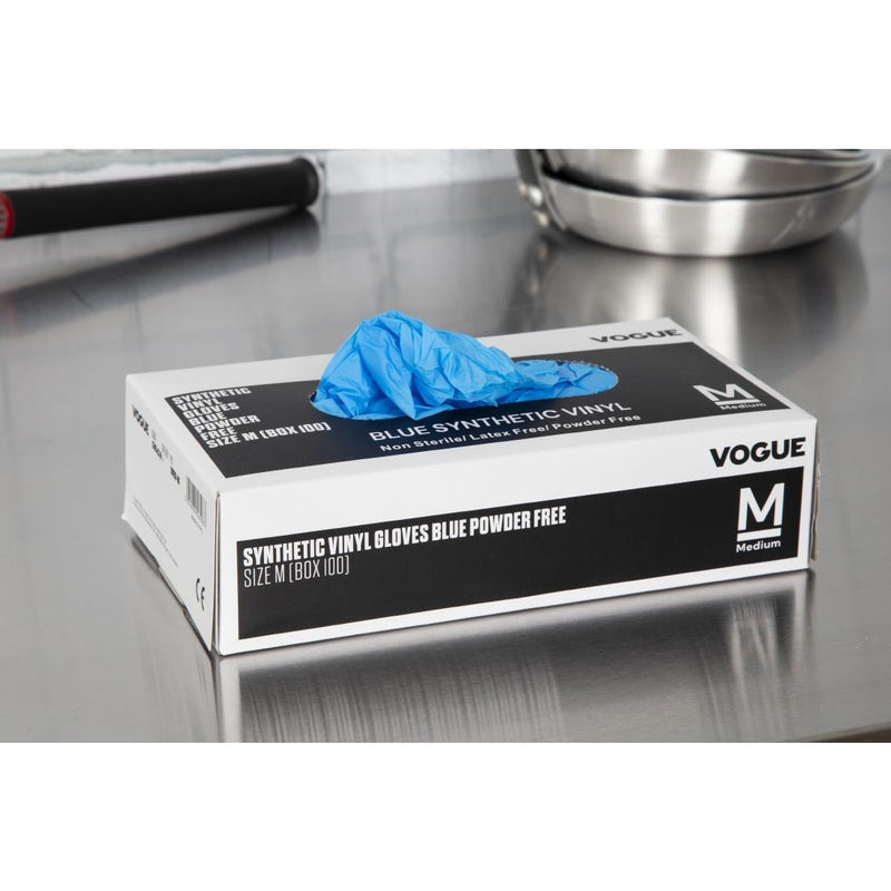 Hygiplas Powder-Free Vinyl Gloves Blue Medium (Pack of 100)