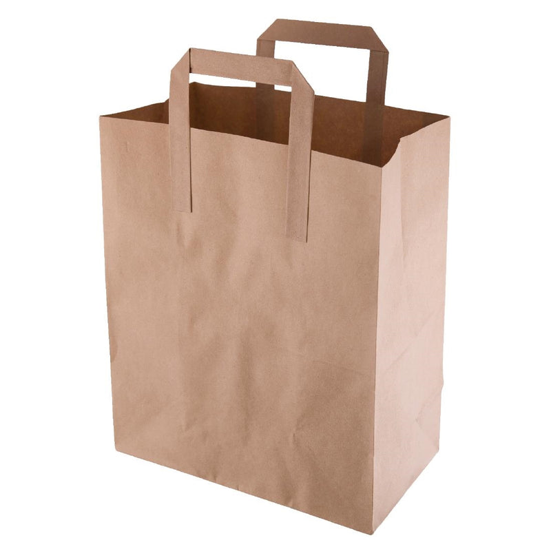 Fiesta Recyclable Brown Paper Carrier Bags Medium (Pack of 250)