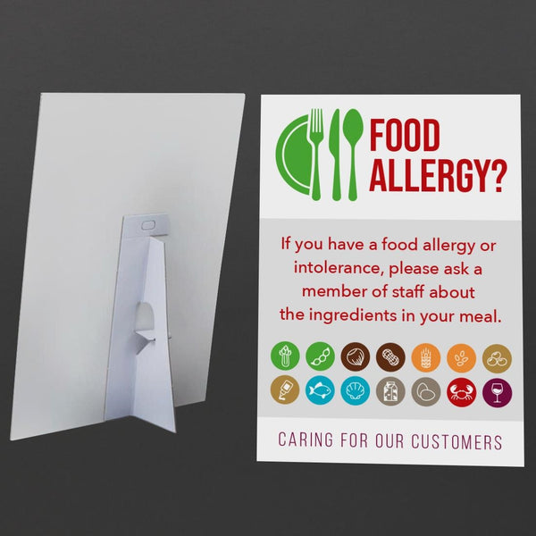Hinweis für Kunden zu Allergensymbolen und Inhaltsstoffen für Pubs und Cafés (2 x Anzeigeoptionen)