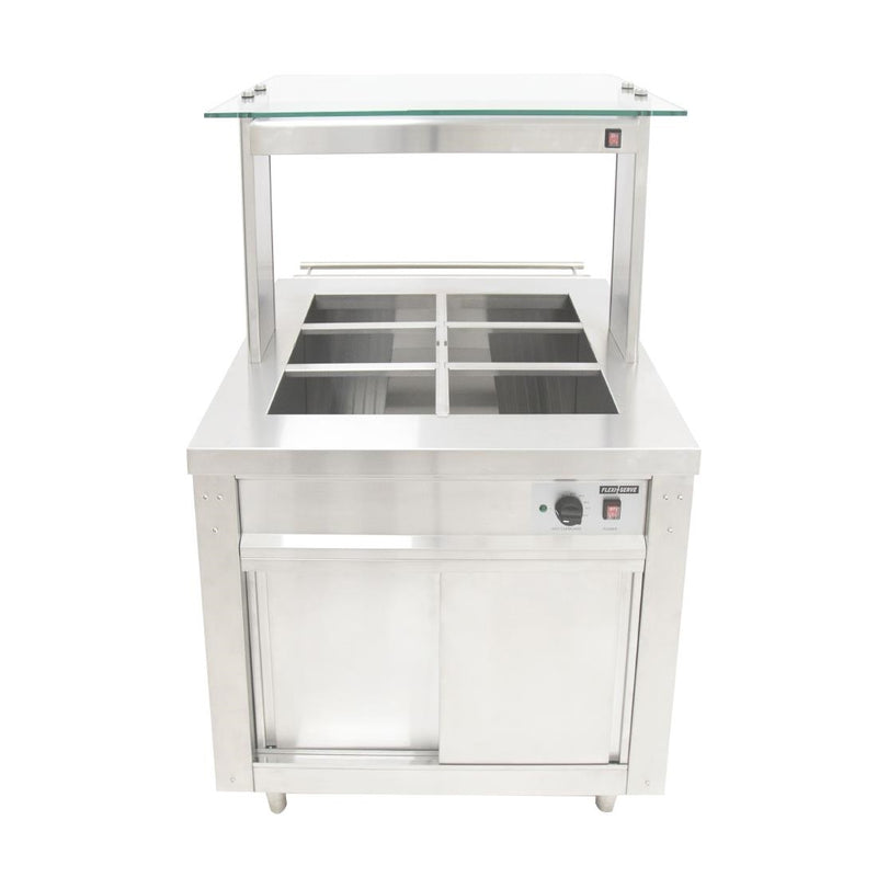 Parry Flexi-Serve Hot Cupboard with Wet Bain Marie Top and Quartz Heated Gantry FS-HBW2PACK