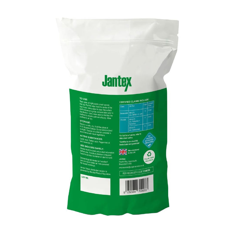 Jantex Green Desinfektionstücher, Nachfüllpackung, 130 mm (100 Stück)